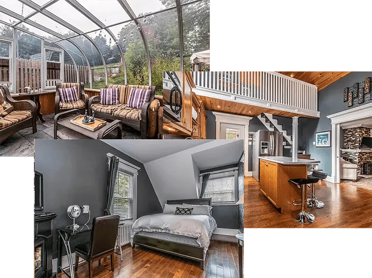 Collage of Westport Manor's suites, lounges and outdoor spaces